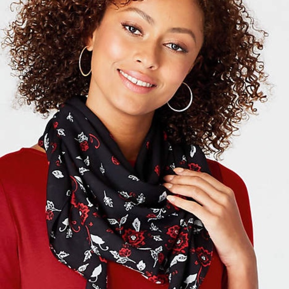 J.Jill NEW VERY BEAUTIFUL SILK BLEND FLORAL SQUARE SCARF NWT - Picture 1 of 5